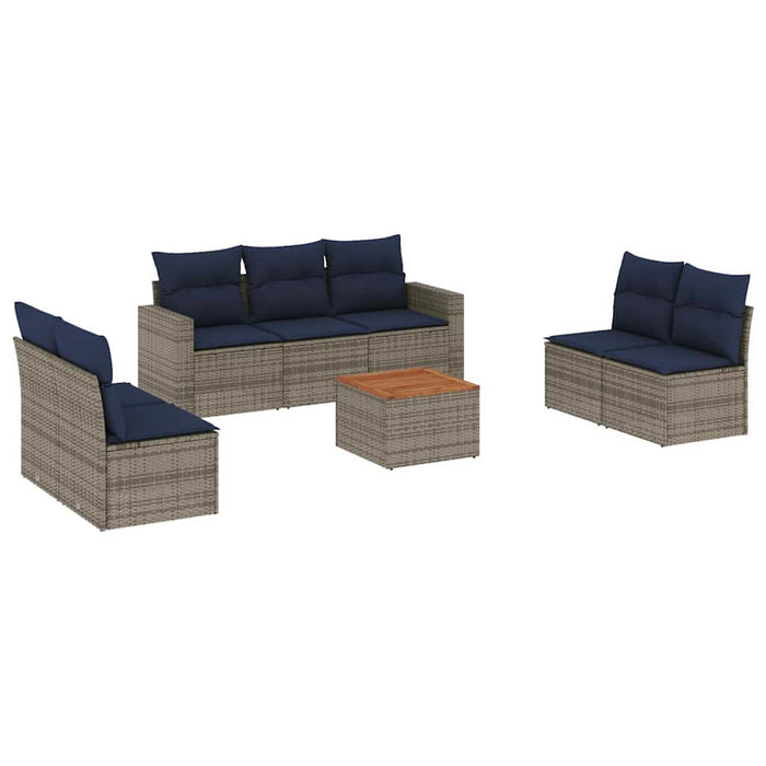 Set Divani da Giardino 8 pz con Cuscini Grigio in Polyrattan 3256411