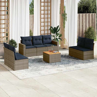 Set Divani da Giardino 8 pz con Cuscini Grigio in Polyrattan 3256411