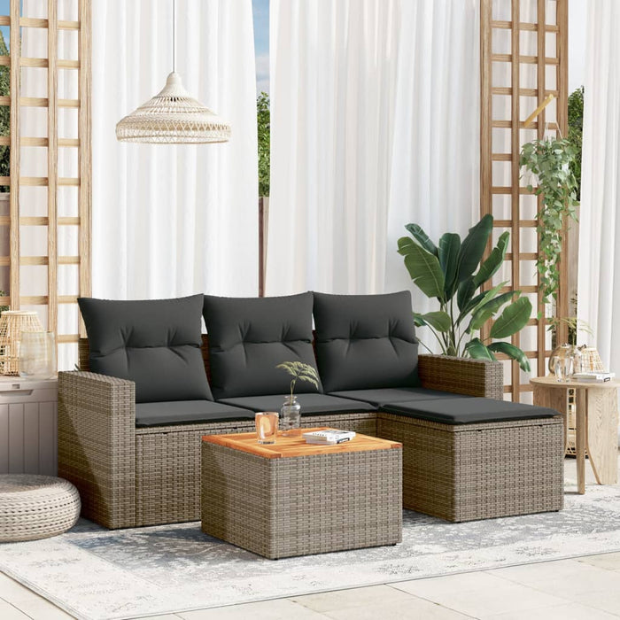 Set Divano da Giardino 5 pz con Cuscini-Sofa da Giardino-Divanetto da esterno Grigio in Polyrattan 146426