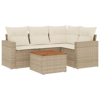 Set Divano da Giardino 5 pz con Cuscini Beige in Polyrattan 3256436