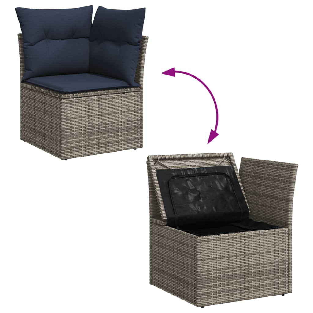 Set Divani da Giardino 5 pz con Cuscini Grigio in Polyrattan 3256439