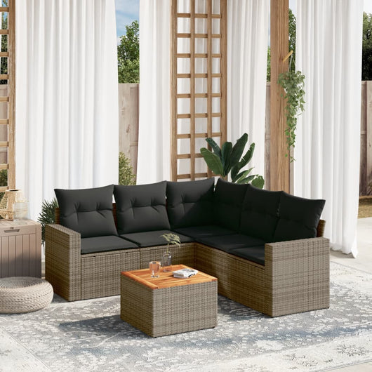 Set Divano da Giardino 6 pz con Cuscini Grigio in Polyrattan 3256452