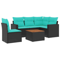 Set Divani da Giardino 6 pz con Cuscini Nero in Polyrattan 3256456