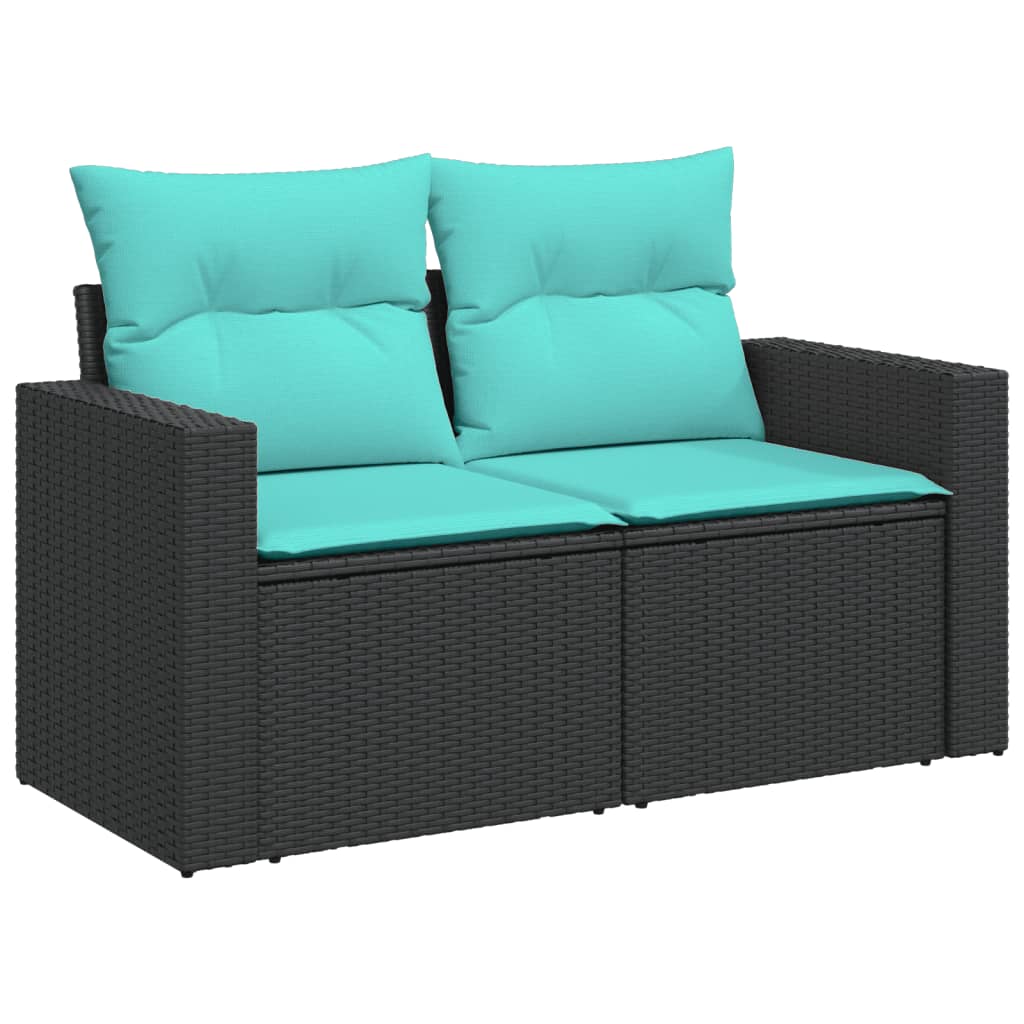 Set Divani da Giardino 6 pz con Cuscini Nero in Polyrattan 3256456