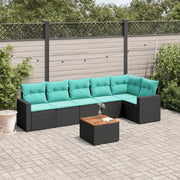 Set Divani da Giardino 7 pz con Cuscini Nero in Polyrattan 3256463