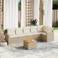 Set Divani da Giardino 7 pz con Cuscini Beige in Polyrattan 3256464