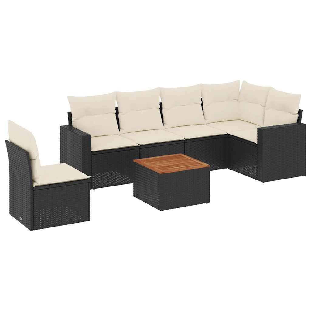 Set Divani da Giardino con Cuscini 7pz Nero Polyrattan 3256476