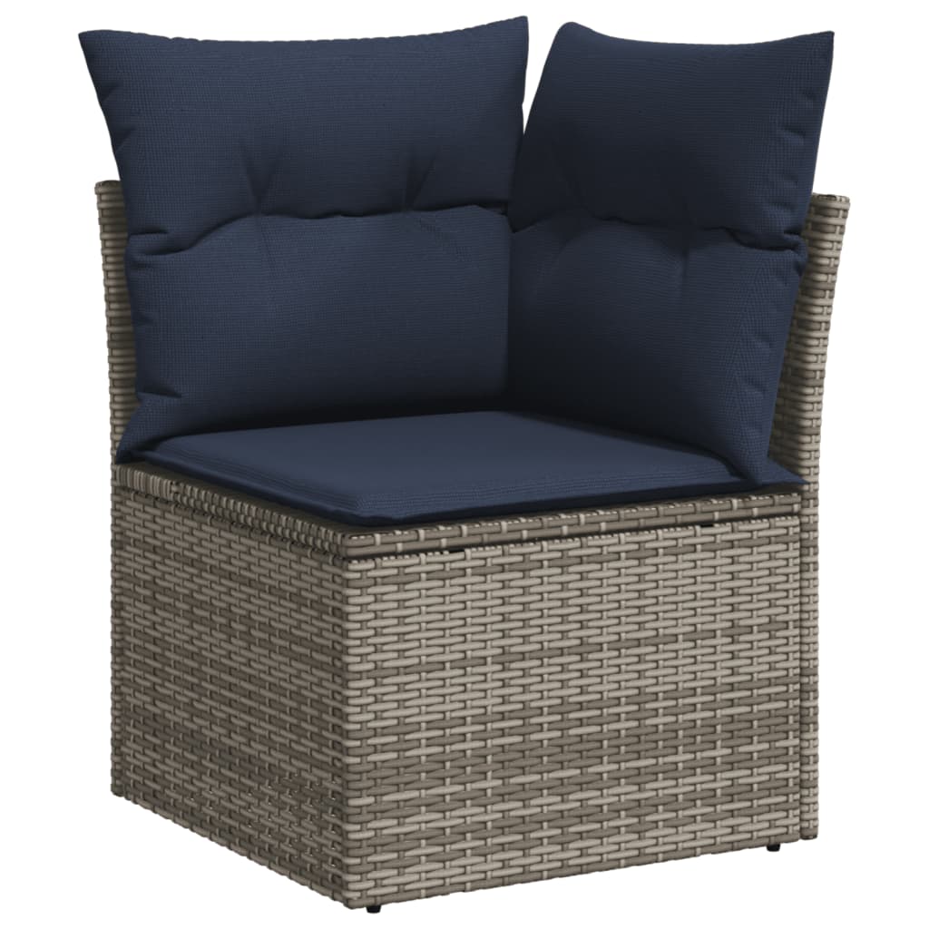 Set Divani da Giardino 9 pz con Cuscini Grigio in Polyrattan