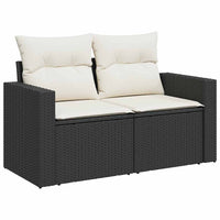 Set Divani da Giardino 10pz con Cuscini in Polyrattan Nero 3256497