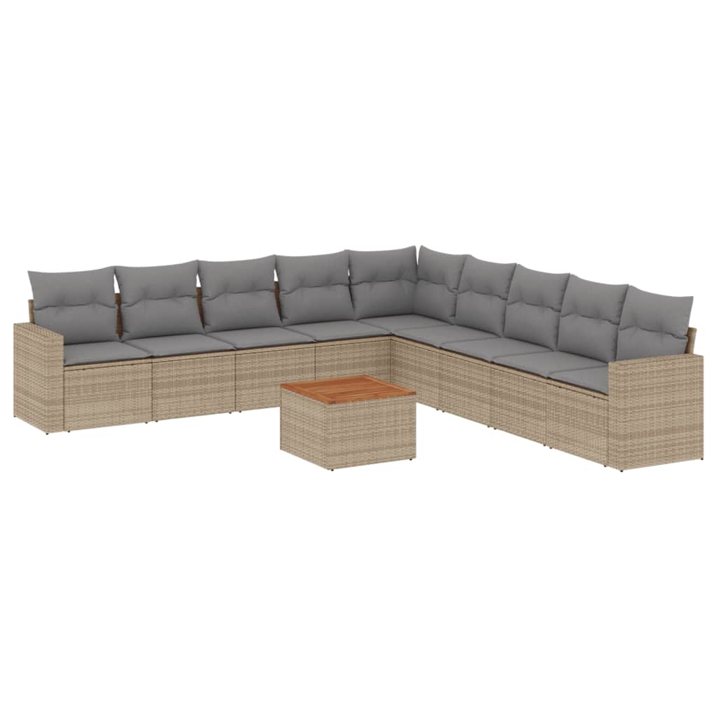 Set Divano da Giardino 10 pz con Cuscini Beige Misto Polyrattancod mxl 89157