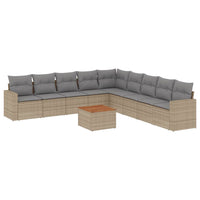 Set Divano da Giardino 10 pz con Cuscini Beige Misto Polyrattancod mxl 89157