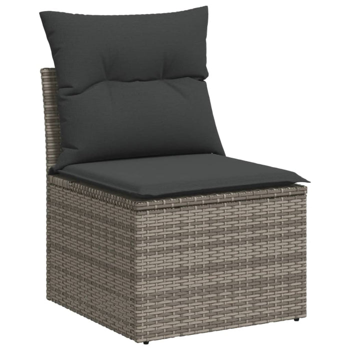 Set Divano da Giardino 10 pz con Cuscini Grigio in Polyrattan 3256501