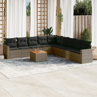 Set Divano da Giardino 10 pz con Cuscini Grigio in Polyrattancod mxl 113645