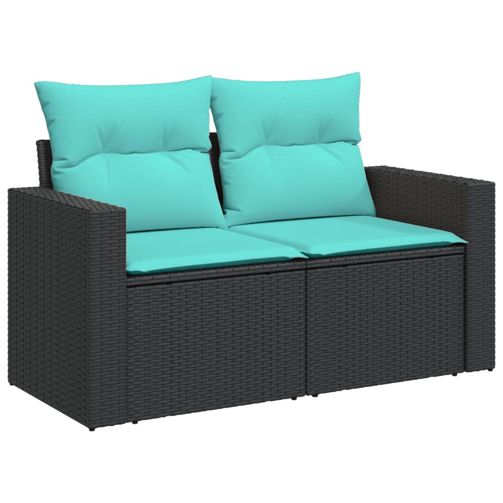 Set Divani da Giardino 12pz con Cuscini Nero in Polyrattan 3256512