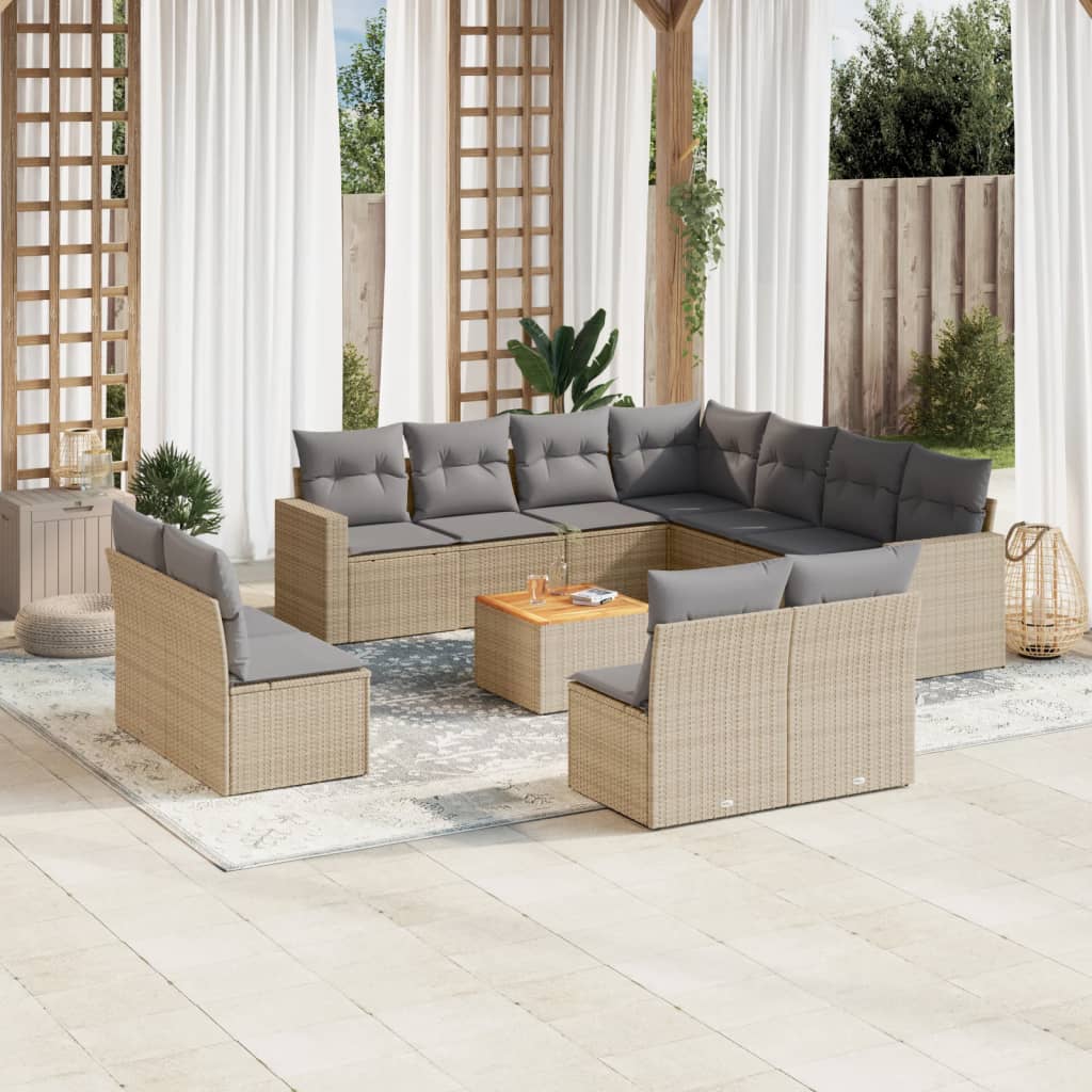 Set Divano da Giardino 12 pz con Cuscini Beige Misto Polyrattancod mxl 89893