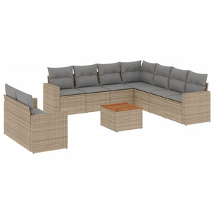 Set Divano da Giardino 10 pz con Cuscini Beige Misto Polyrattancod mxl 89158