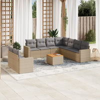 Set Divano da Giardino 10 pz con Cuscini Beige Misto Polyrattancod mxl 89158