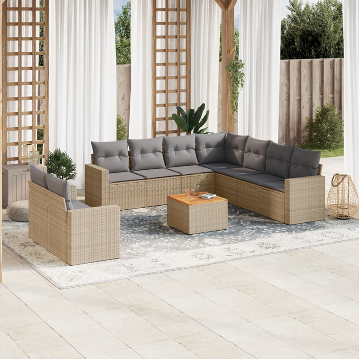 Set Divano da Giardino 10 pz con Cuscini Beige Misto Polyrattancod mxl 89158