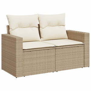 Set Divano da Giardino 9 pz con Cuscini Beige in Polyrattan 3256541