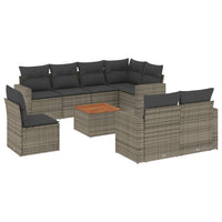 Set Divano da Giardino 9 pz con Cuscini Grigio in Polyrattan 3256550