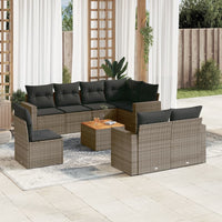 Set Divano da Giardino 9 pz con Cuscini Grigio in Polyrattan 3256550