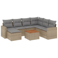 Set Divano da Giardino 8 pz con Cuscini Beige Misto Polyrattan