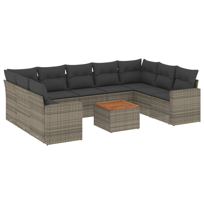 Set Divano da Giardino 10 pz con Cuscini Grigio in Polyrattan 3256599