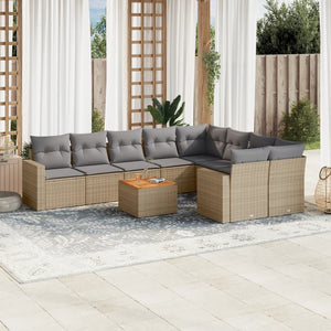 Set Divano da Giardino 10 pz con Cuscini Beige Misto Polyrattan 3256612