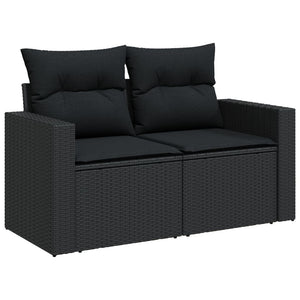 Set Divani da Giardino 10pz con Cuscini in Polyrattan Nero 3256615