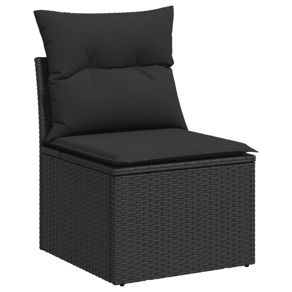 Set Divani da Giardino 10pz con Cuscini in Polyrattan Nero 3256615