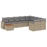 Set Divano da Giardino 10 pz con Cuscini Beige Misto Polyrattan 3256619