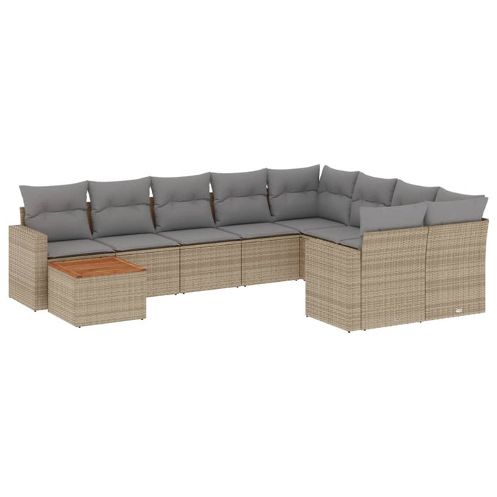 Set Divano da Giardino 10 pz con Cuscini Beige Misto Polyrattan 3256619