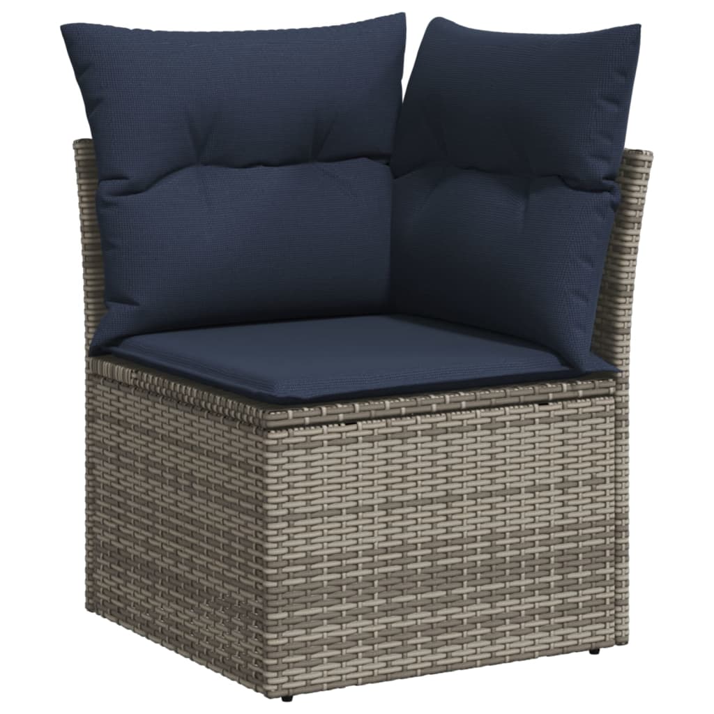 Set Divani da Giardino 10 pz con Cuscini Grigio in Polyrattan