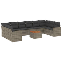 Set Divani da Giardino 11 pz con Cuscini in Polyrattan Grigio 3256627