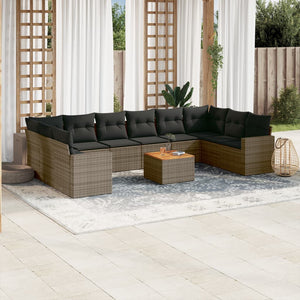 Set Divani da Giardino 11 pz con Cuscini in Polyrattan Grigio 3256627