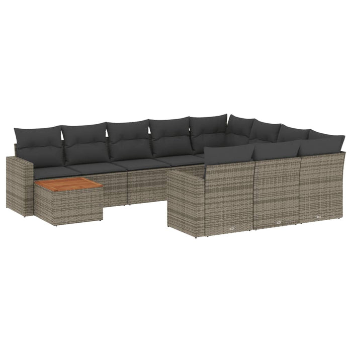 Set Divani da Giardino 11 pz con Cuscini in Polyrattan Grigio 3256641