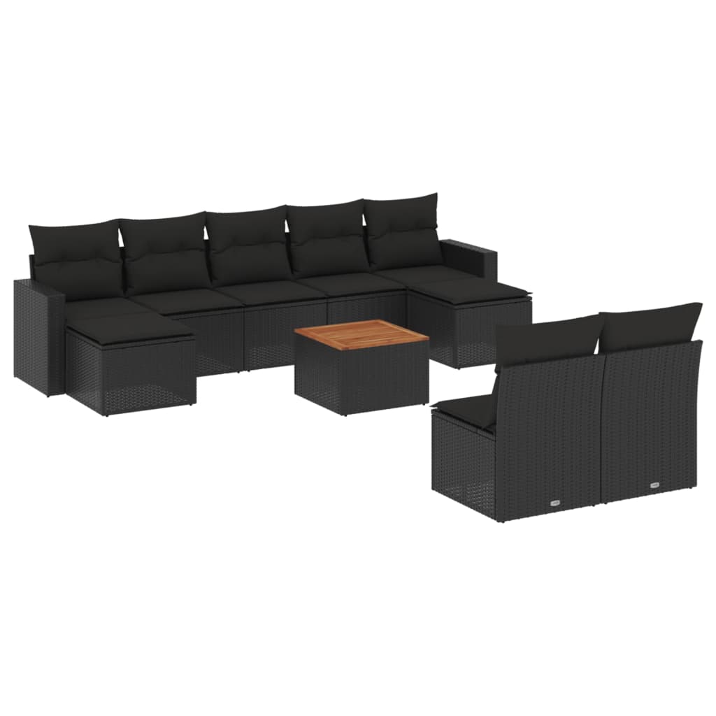 Set Divani da Giardino 10pz con Cuscini in Polyrattan Nerocod mxl 90836