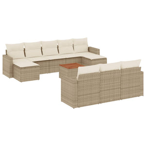 Set Divani da Giardino 11 pz con Cuscini Beige in Polyrattan 3256674