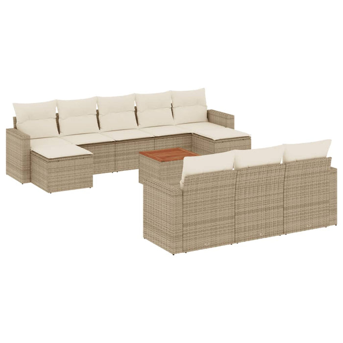Set Divani da Giardino 11 pz con Cuscini Beige in Polyrattan 3256674