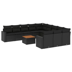 Set Divani da Giardino 12 pz con Cuscini Nero in Polyrattan 3256678