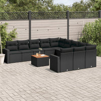 Set Divani da Giardino 12 pz con Cuscini Nero in Polyrattan 3256678