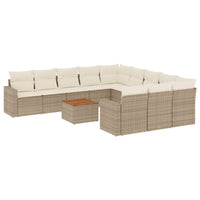 Set Divani da Giardino 12 pz con Cuscini Beige in Polyrattan