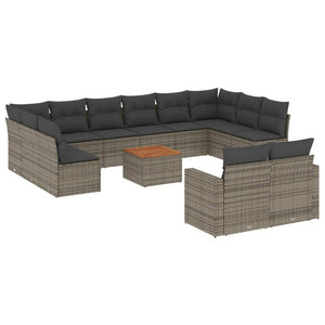 Set Divani da Giardino 13 pz con Cuscini Grigio in Polyrattan 3256690