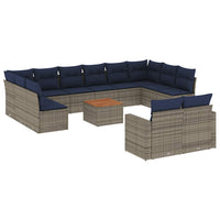 Set Divani da Giardino 13 pz con Cuscini Grigio in Polyrattan 3256691