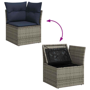 Set Divani da Giardino 13 pz con Cuscini Grigio in Polyrattan 3256691