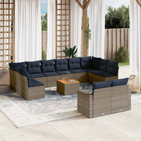 Set Divani da Giardino 13 pz con Cuscini Grigio in Polyrattan 3256691