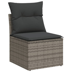 Set Divani da Giardino 14pz con Cuscini in Polyrattan Grigio 3256697