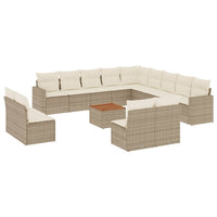 Set Divani da Giardino 14pz con Cuscini in Polyrattan Beige 3256709