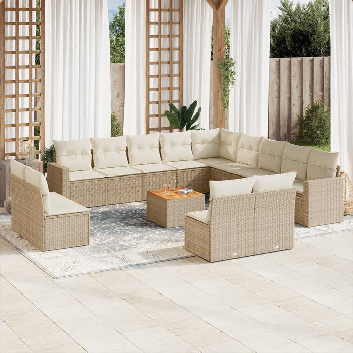 Set Divani da Giardino 14pz con Cuscini in Polyrattan Beige 3256709