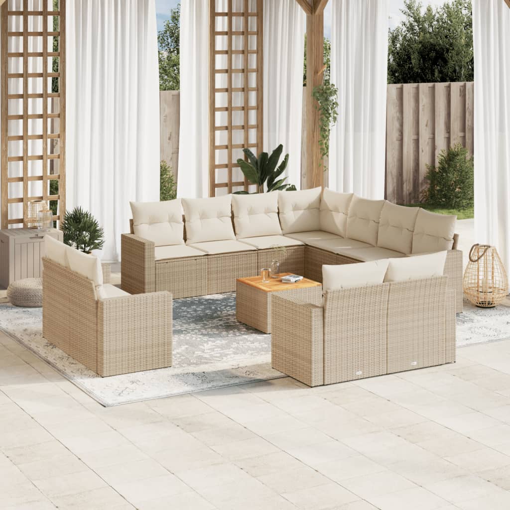 Set Divani da Giardino 12 pz con Cuscini Beige in Polyrattancod mxl 116633
